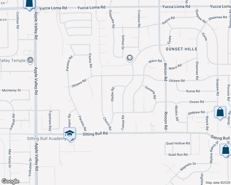 map of restaurants, bars, coffee shops, grocery stores, and more near 13167 Olathe Road in Apple Valley