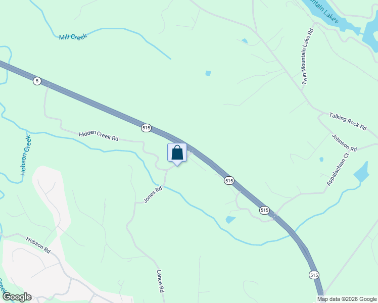 map of restaurants, bars, coffee shops, grocery stores, and more near Georgia 515 in Talking Rock