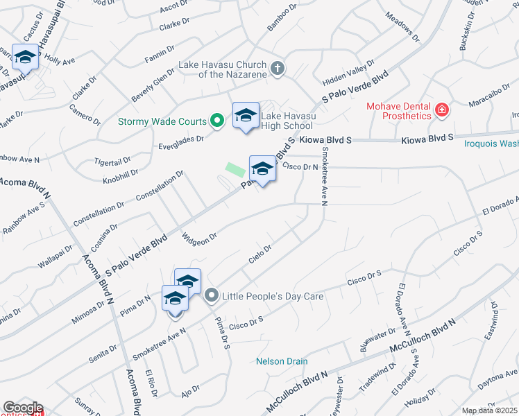 map of restaurants, bars, coffee shops, grocery stores, and more near 2581 Widgeon Drive in Lake Havasu City