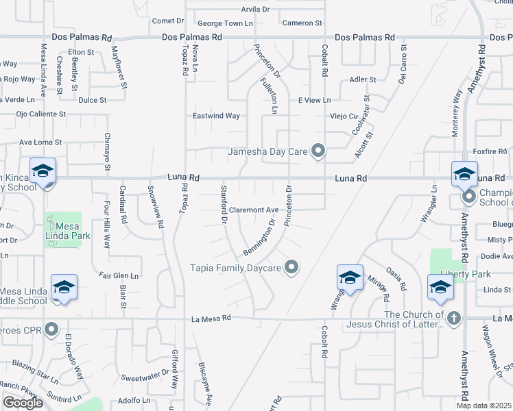 map of restaurants, bars, coffee shops, grocery stores, and more near 13106 Claremont Avenue in Victorville