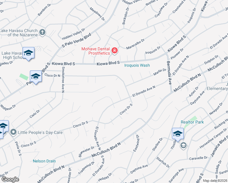 map of restaurants, bars, coffee shops, grocery stores, and more near 145 Seneca Lane in Lake Havasu City