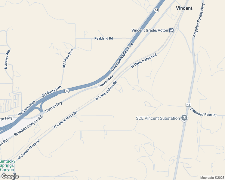 map of restaurants, bars, coffee shops, grocery stores, and more near 2 West Carson Mesa Road in Palmdale