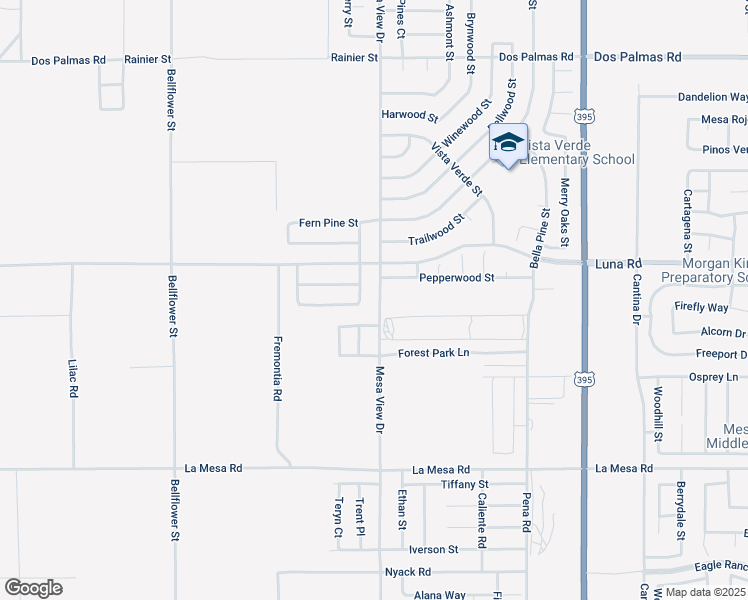map of restaurants, bars, coffee shops, grocery stores, and more near 13230 Mesa View Drive in Victorville