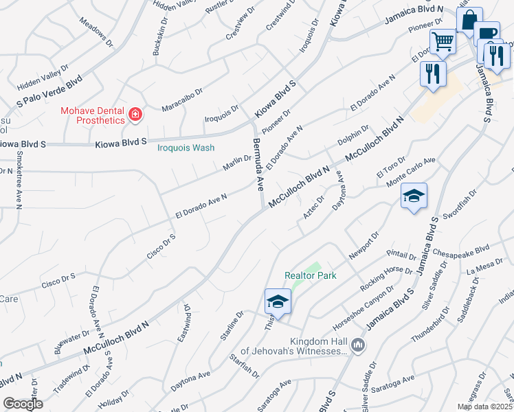 map of restaurants, bars, coffee shops, grocery stores, and more near 3111 McCulloch Boulevard North in Lake Havasu City