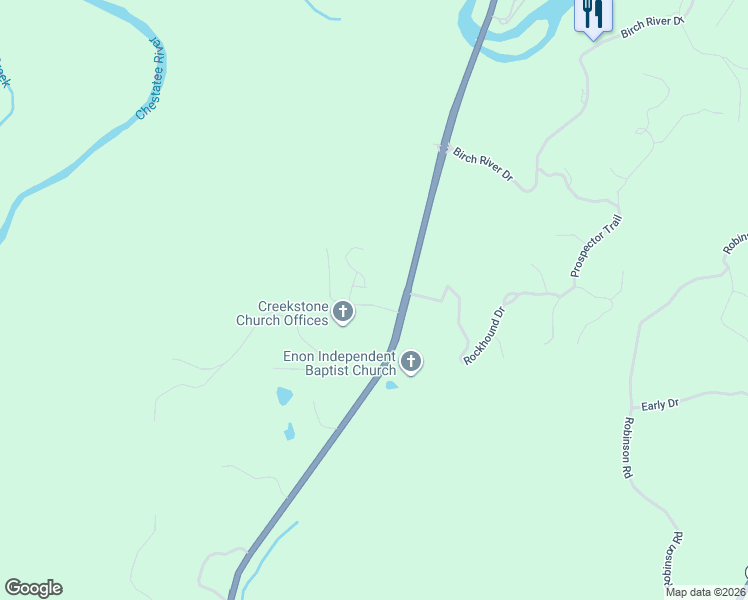 map of restaurants, bars, coffee shops, grocery stores, and more near 70 River Knoll Way in Dahlonega