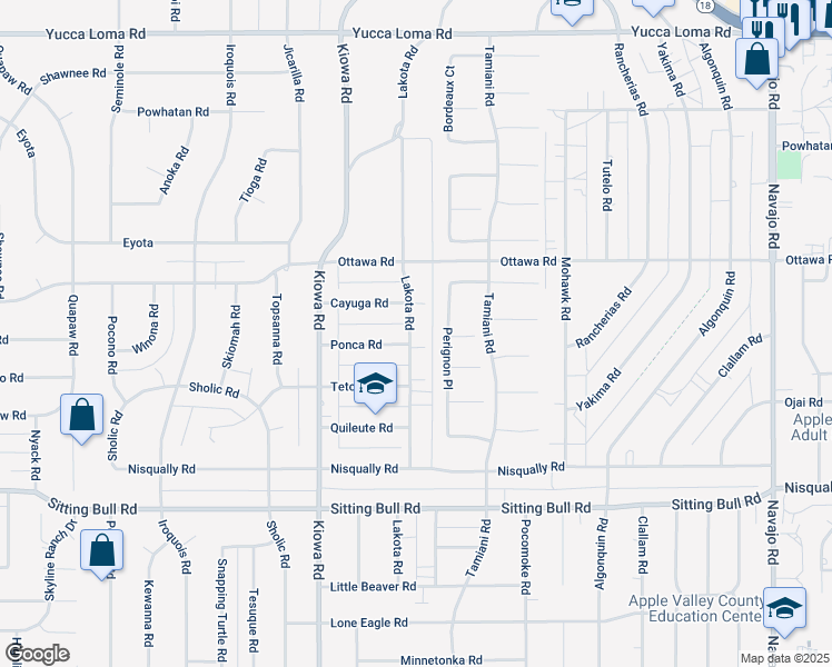 map of restaurants, bars, coffee shops, grocery stores, and more near 13167 Lakota Road in Apple Valley