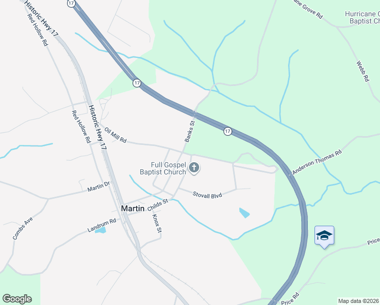 map of restaurants, bars, coffee shops, grocery stores, and more near 22-28 Anderson Thomas Road in Martin