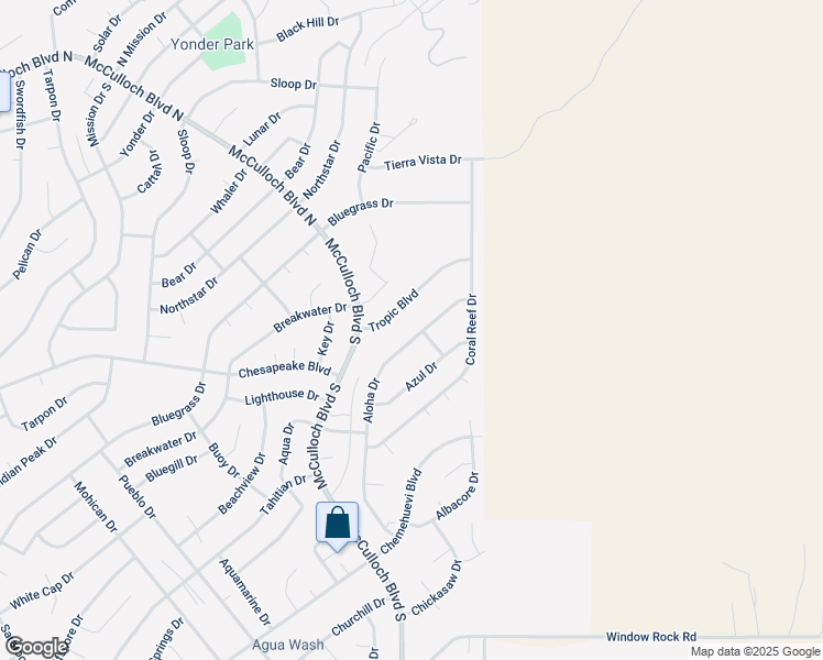 map of restaurants, bars, coffee shops, grocery stores, and more near 537 Aloha Drive in Lake Havasu City