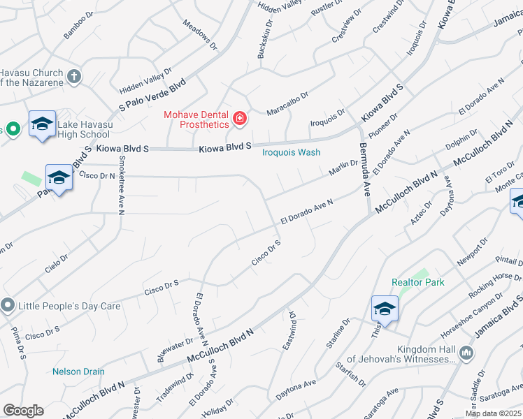map of restaurants, bars, coffee shops, grocery stores, and more near 3002 Cisco Dr N in Lake Havasu City