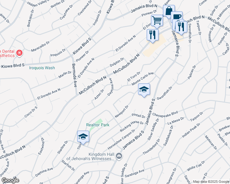 map of restaurants, bars, coffee shops, grocery stores, and more near 3280 Monte Carlo Avenue in Lake Havasu City