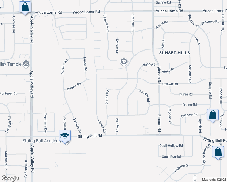 map of restaurants, bars, coffee shops, grocery stores, and more near 13167 Olathe Road in Apple Valley