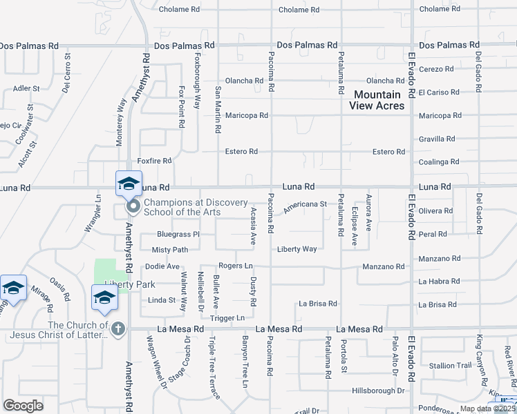 map of restaurants, bars, coffee shops, grocery stores, and more near 14029 Dahlia Drive in Victorville