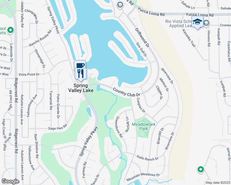map of restaurants, bars, coffee shops, grocery stores, and more near 13259 Country Club Drive in Victorville