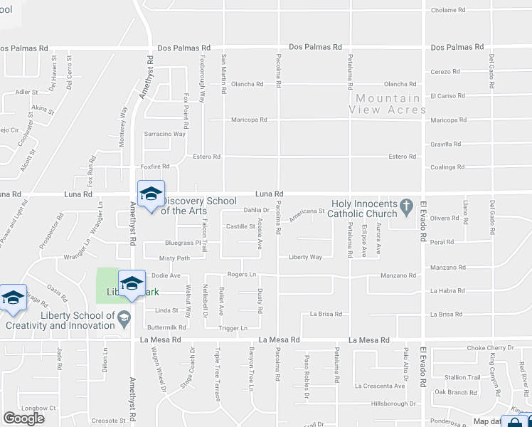 map of restaurants, bars, coffee shops, grocery stores, and more near 13247 Acasia Avenue in Victorville