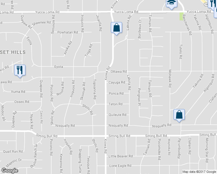 map of restaurants, bars, coffee shops, grocery stores, and more near 20942 Ponca Road in Apple Valley