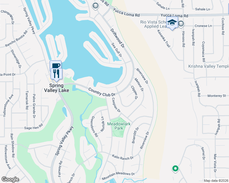 map of restaurants, bars, coffee shops, grocery stores, and more near 13199 Schooner Drive in Victorville