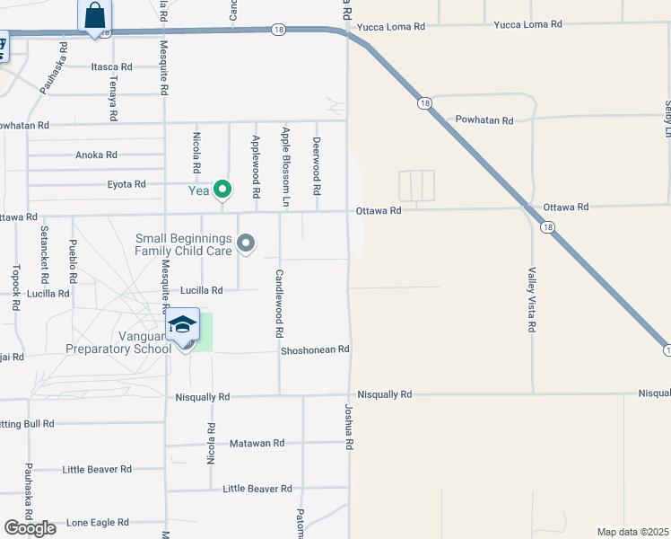 map of restaurants, bars, coffee shops, grocery stores, and more near Joshua Road in Apple Valley