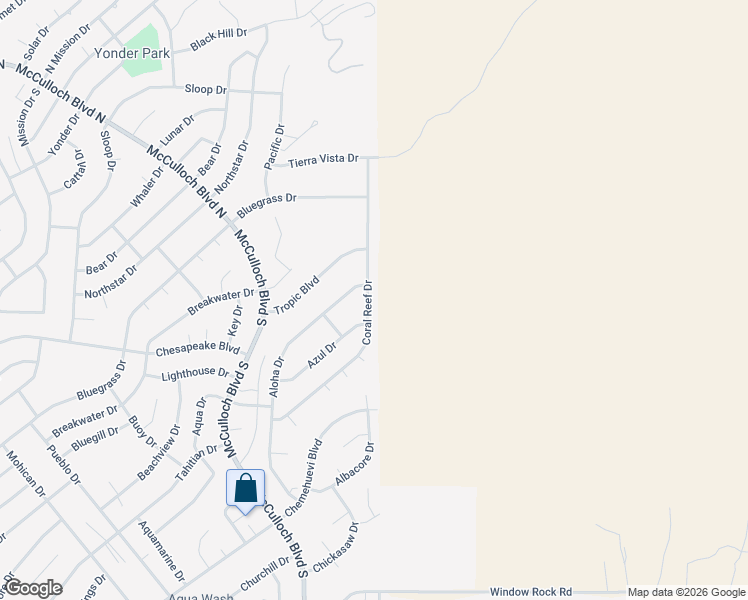 map of restaurants, bars, coffee shops, grocery stores, and more near 4064 Coral Reef Drive in Lake Havasu City