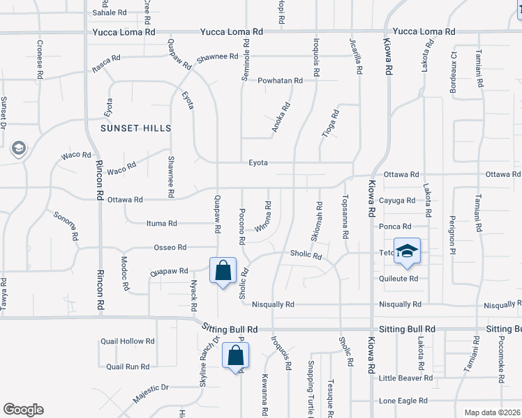 map of restaurants, bars, coffee shops, grocery stores, and more near 13172 Winona Road in Apple Valley