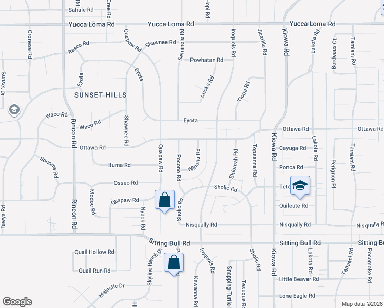map of restaurants, bars, coffee shops, grocery stores, and more near 13172 Winona Road in Apple Valley