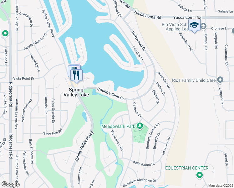 map of restaurants, bars, coffee shops, grocery stores, and more near 13268 Country Club Drive in Victorville
