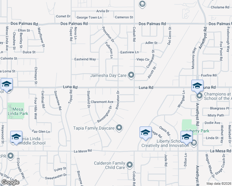 map of restaurants, bars, coffee shops, grocery stores, and more near 13268 Princeton Drive in Victorville