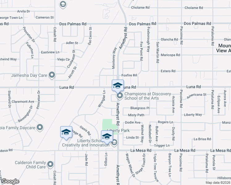 map of restaurants, bars, coffee shops, grocery stores, and more near 13696 Freedom Way in Victorville