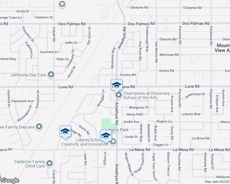 map of restaurants, bars, coffee shops, grocery stores, and more near 13696 Freedom Way in Victorville