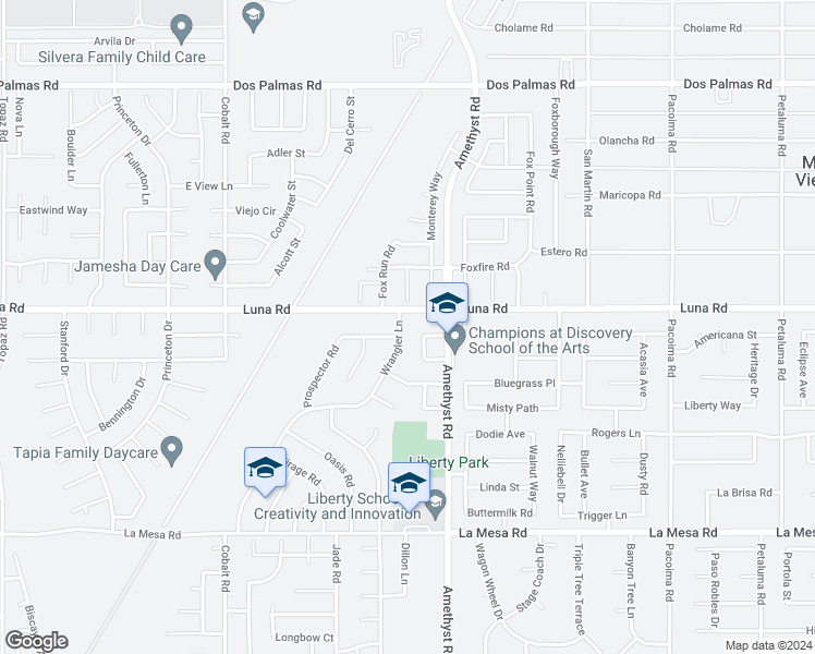 map of restaurants, bars, coffee shops, grocery stores, and more near 13275 Wrangler Lane in Victorville