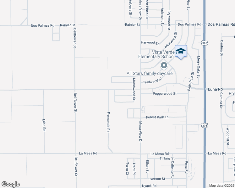 map of restaurants, bars, coffee shops, grocery stores, and more near 11546 Echoglen Street in Victorville
