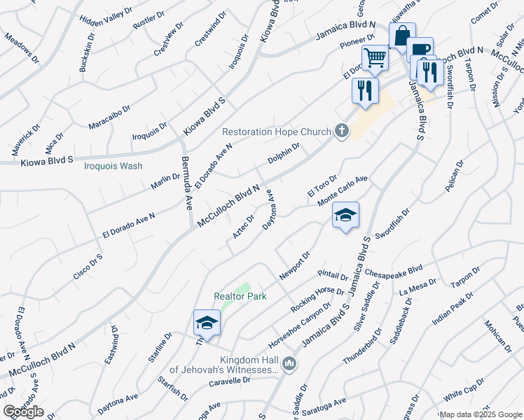 map of restaurants, bars, coffee shops, grocery stores, and more near 3268 Aztec Drive in Lake Havasu City