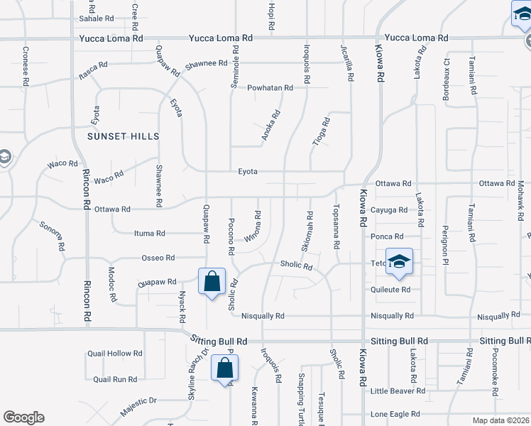 map of restaurants, bars, coffee shops, grocery stores, and more near 13221 Winona Road in Apple Valley