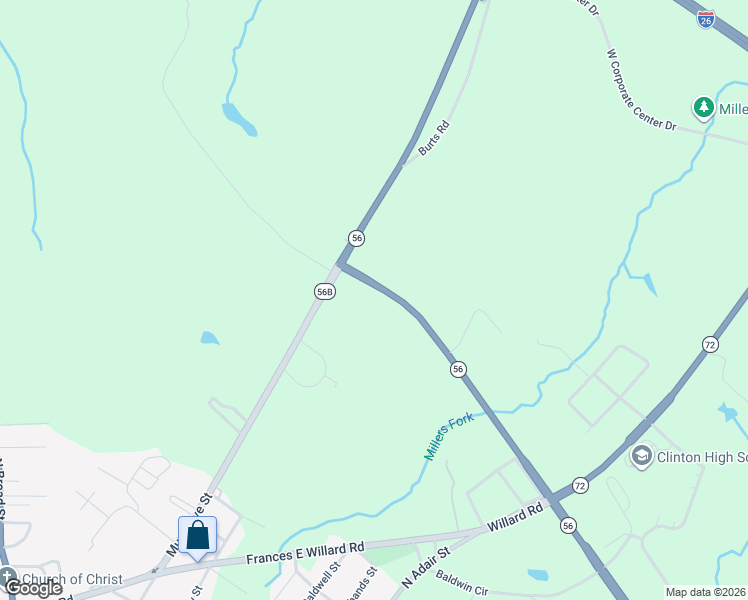 map of restaurants, bars, coffee shops, grocery stores, and more near Ring Road in Clinton