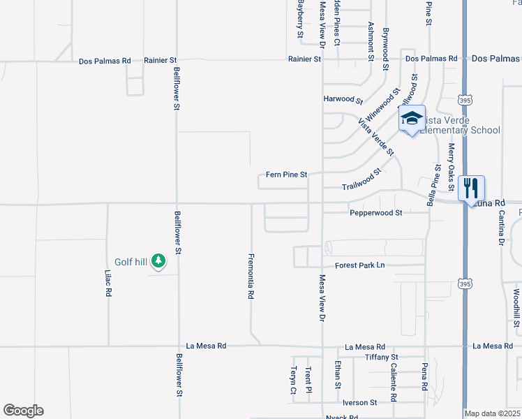 map of restaurants, bars, coffee shops, grocery stores, and more near 13286 Homeland Street in Victorville