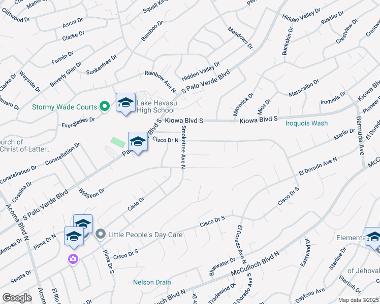map of restaurants, bars, coffee shops, grocery stores, and more near 2730 Cisco Drive North in Lake Havasu City