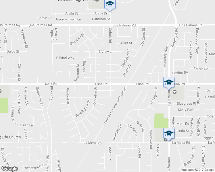 map of restaurants, bars, coffee shops, grocery stores, and more near 13281 Luna Road in Victorville