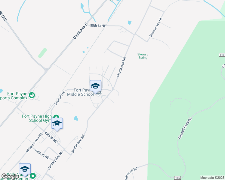map of restaurants, bars, coffee shops, grocery stores, and more near 4910 Martin Avenue Northeast in Fort Payne