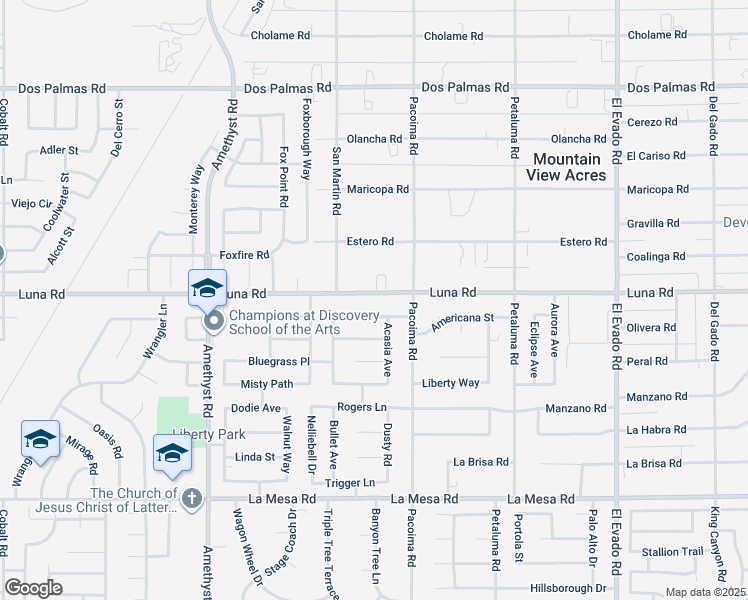 map of restaurants, bars, coffee shops, grocery stores, and more near 14023 Luna Road in Victorville