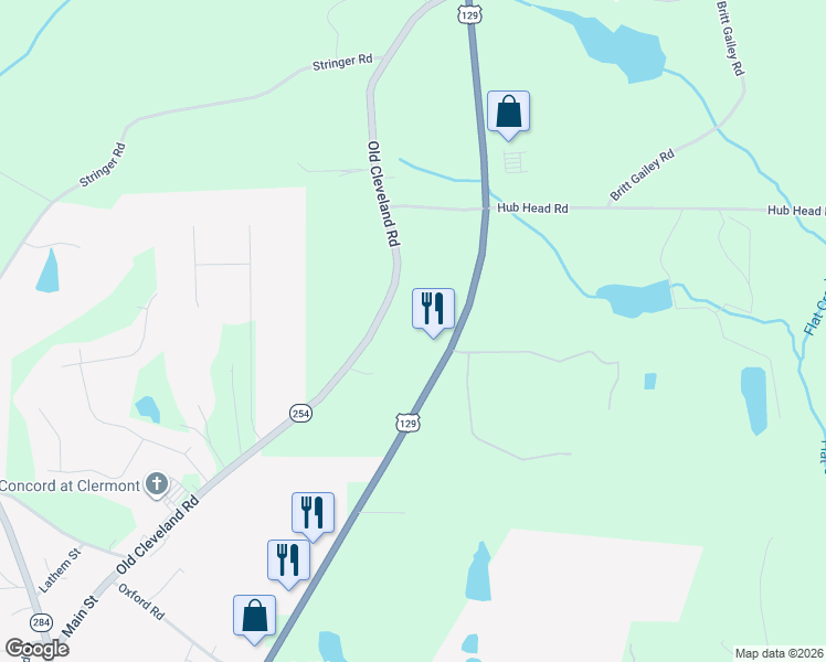 map of restaurants, bars, coffee shops, grocery stores, and more near 6622 Old Cleveland Road in Clermont