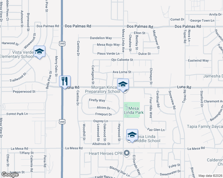 map of restaurants, bars, coffee shops, grocery stores, and more near 13311 Chamiso Street in Victorville