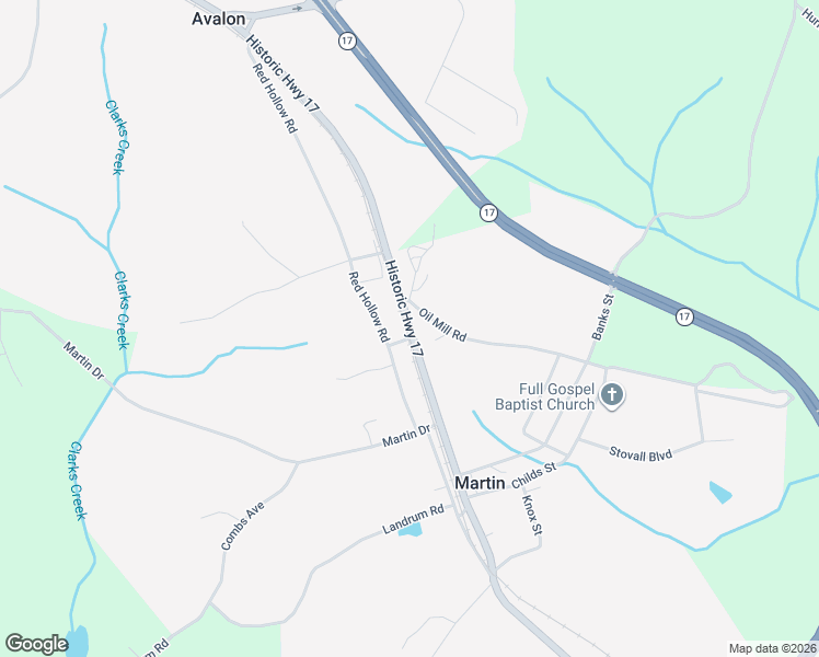 map of restaurants, bars, coffee shops, grocery stores, and more near 11144 Georgia 17 in Martin