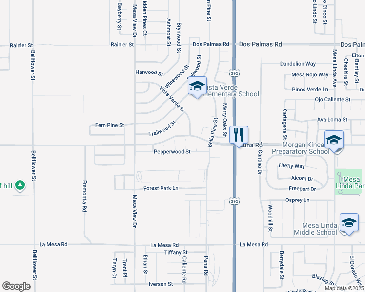 map of restaurants, bars, coffee shops, grocery stores, and more near 13292 Gatewood Court in Victorville