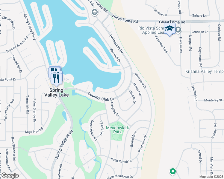 map of restaurants, bars, coffee shops, grocery stores, and more near 13228 Sea Gull Drive in Victorville