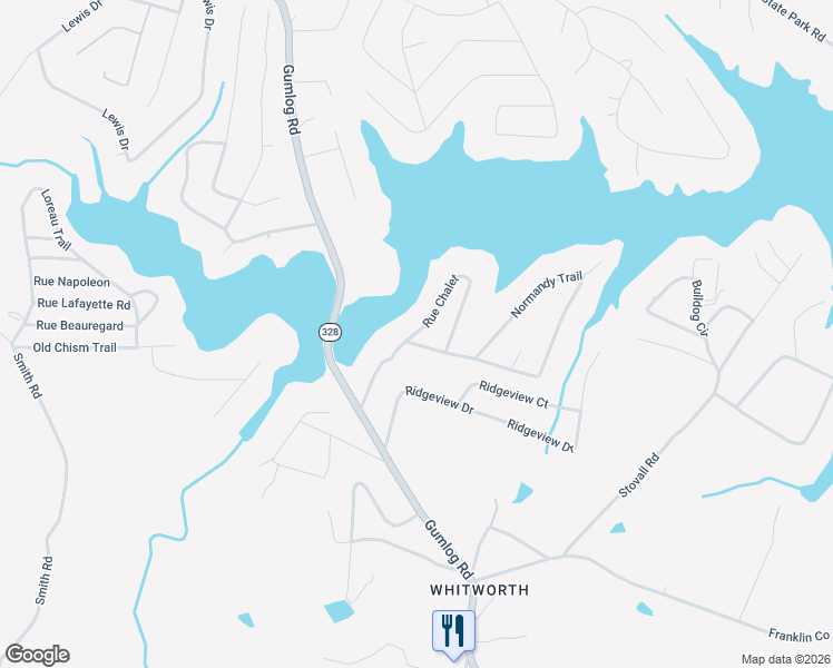 map of restaurants, bars, coffee shops, grocery stores, and more near Rue Chalet in Lavonia