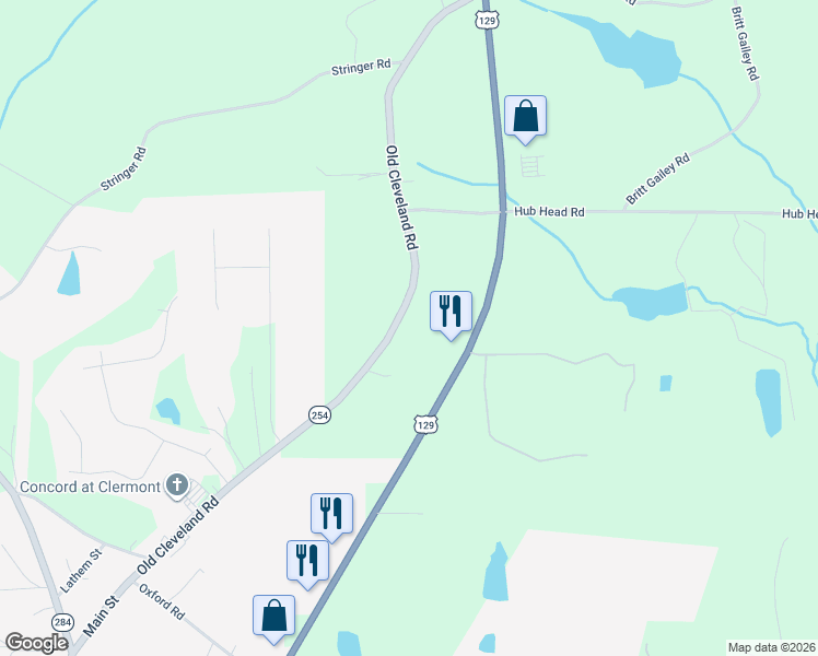 map of restaurants, bars, coffee shops, grocery stores, and more near 6622 Old Cleveland Road in Clermont