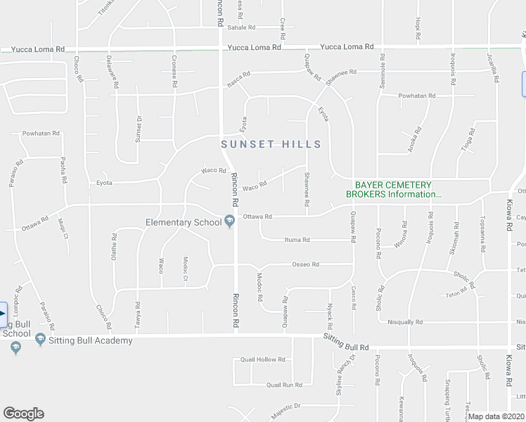 map of restaurants, bars, coffee shops, grocery stores, and more near 20180 Ottawa Road in Apple Valley