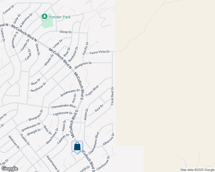 map of restaurants, bars, coffee shops, grocery stores, and more near 505 Aloha Drive in Lake Havasu City