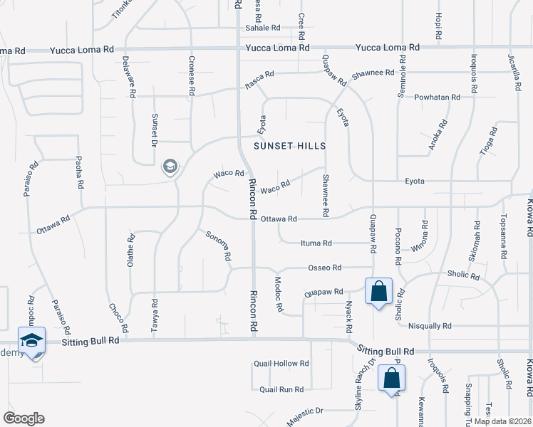 map of restaurants, bars, coffee shops, grocery stores, and more near 20136 Ottawa Road in Apple Valley