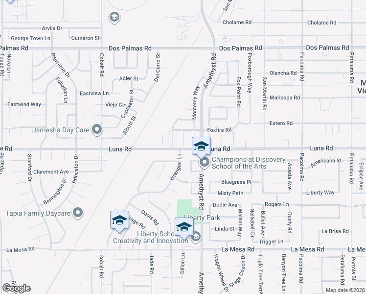 map of restaurants, bars, coffee shops, grocery stores, and more near 13300 Jenna Court in Victorville