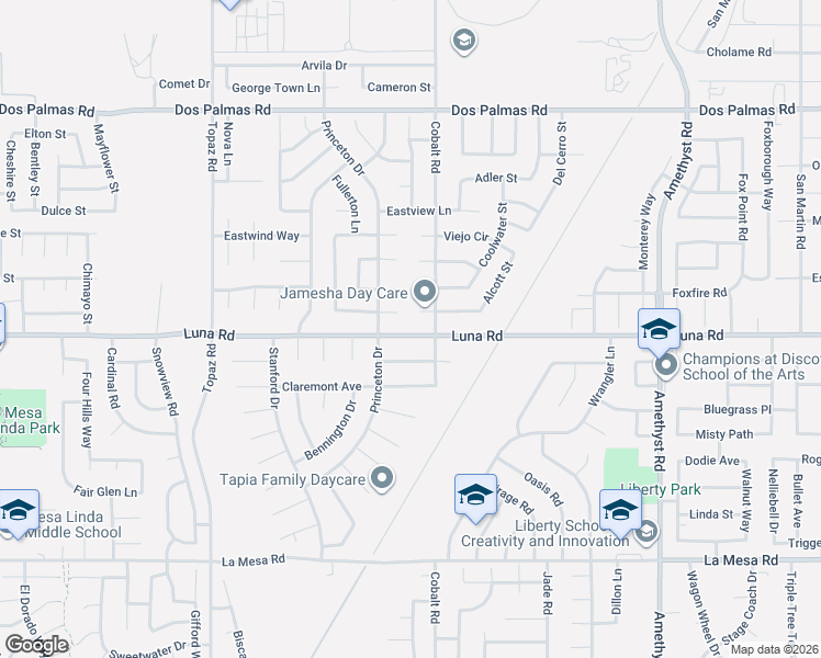 map of restaurants, bars, coffee shops, grocery stores, and more near 13258 Luna Road in Victorville